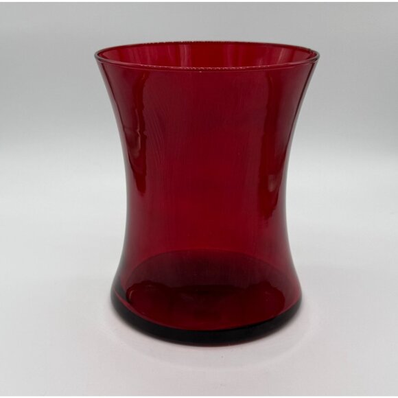 Vintage Red Hand Blown Glass Flared Vase 8.0" Tall Mouth 6.5 Wide - Picture 1 of 6